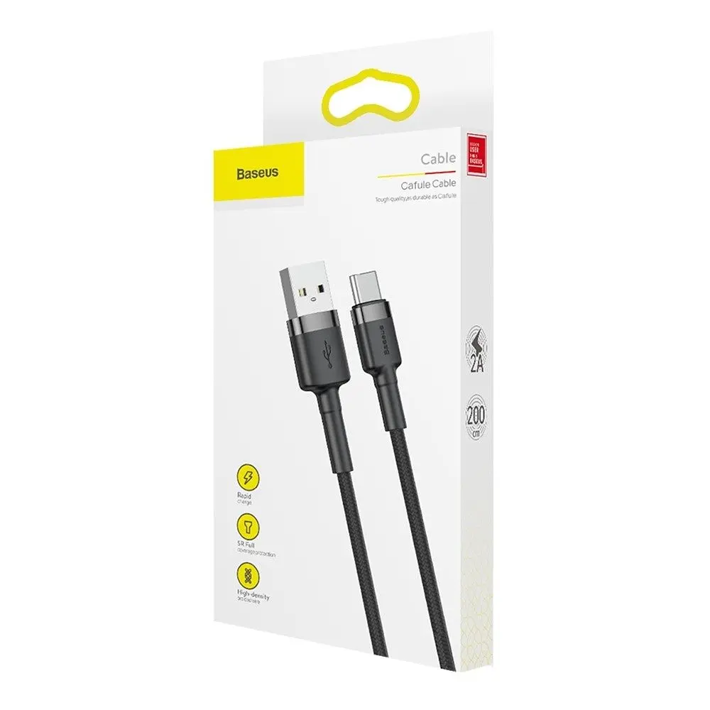 Кабель Baseus Cafule USB to USB-C 2A 1m (CATKLF-BG1) Black [67414] - фото 5