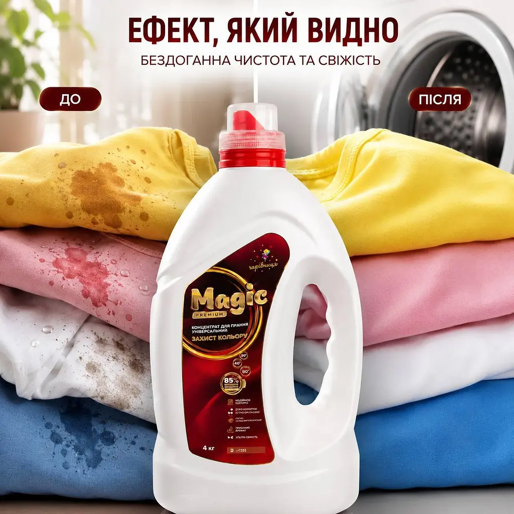 Рідкий засіб для прання «Чарівниця» для білих і кольорових тканин - фото 4