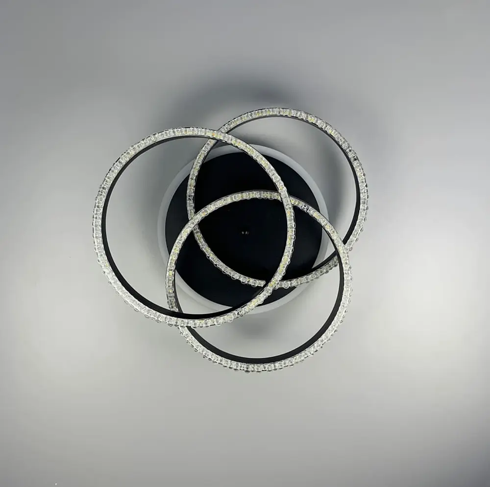 LED світильник чорний на 3 кільця з хромованою смужкою d30 см Line.F A 55063/3С RGB BK+CR - фото 2