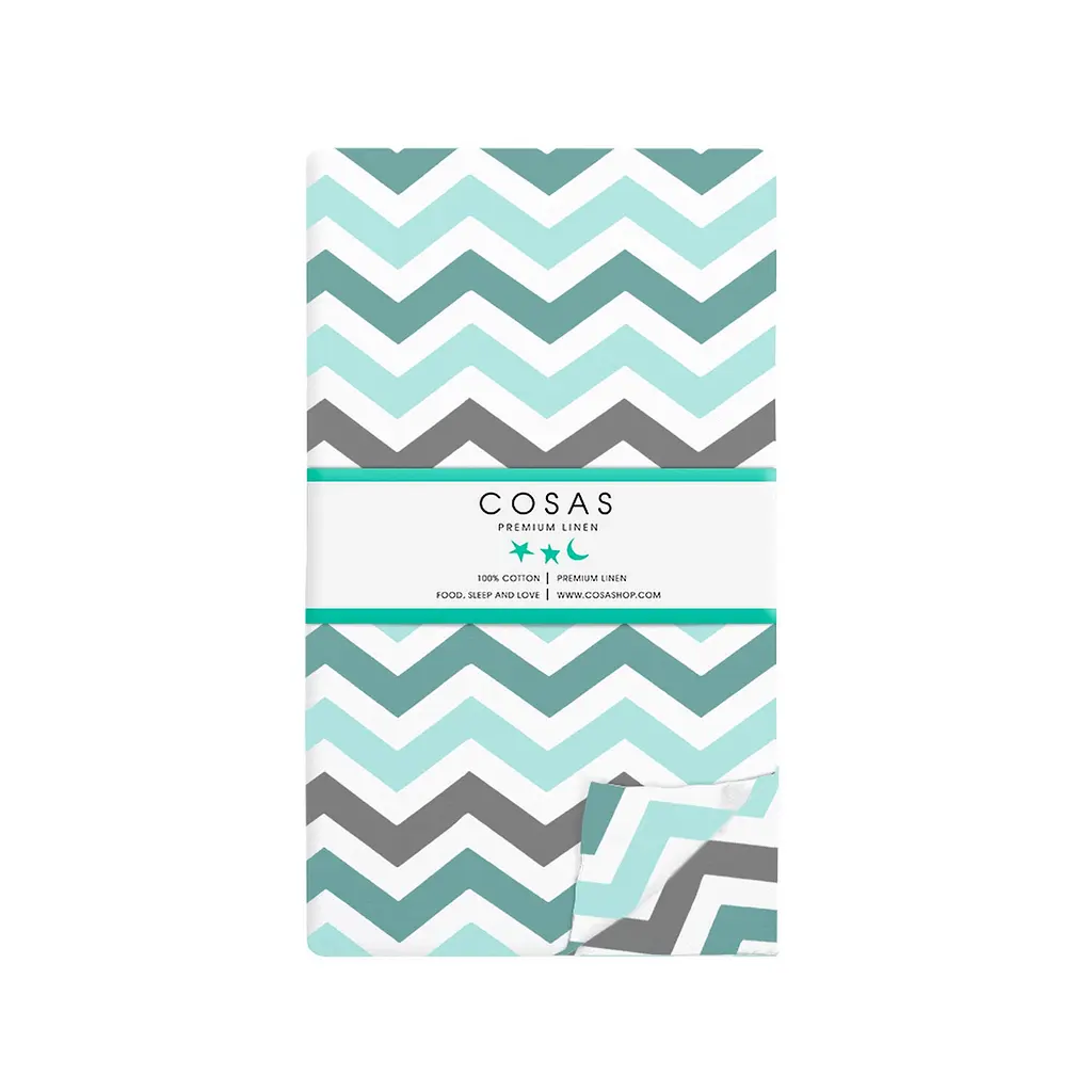 Простирадло на резинці Cosas Mint Zigzag 160х200х20 см (ZigMintGrey_160х200x20) - фото 5