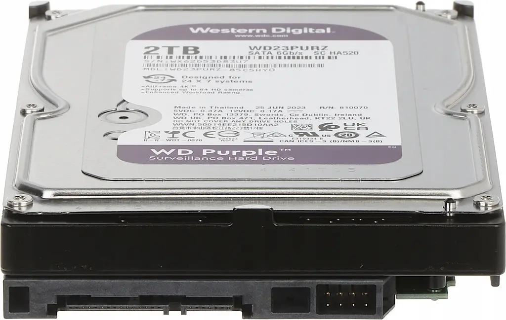 Жорсткий диск Western Digital Purple 3.5" 2TB 5400rpm 64MB SATAIII (WD23PURZ) - фото 3