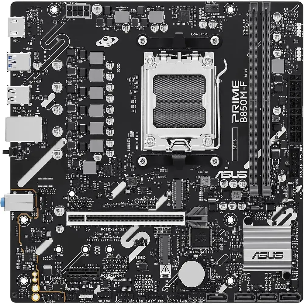ASUS Материнська плата PRIME B850M-F sAM5 B850 2xDDR5 M.2 HDMI Wi-Fi BT mATX