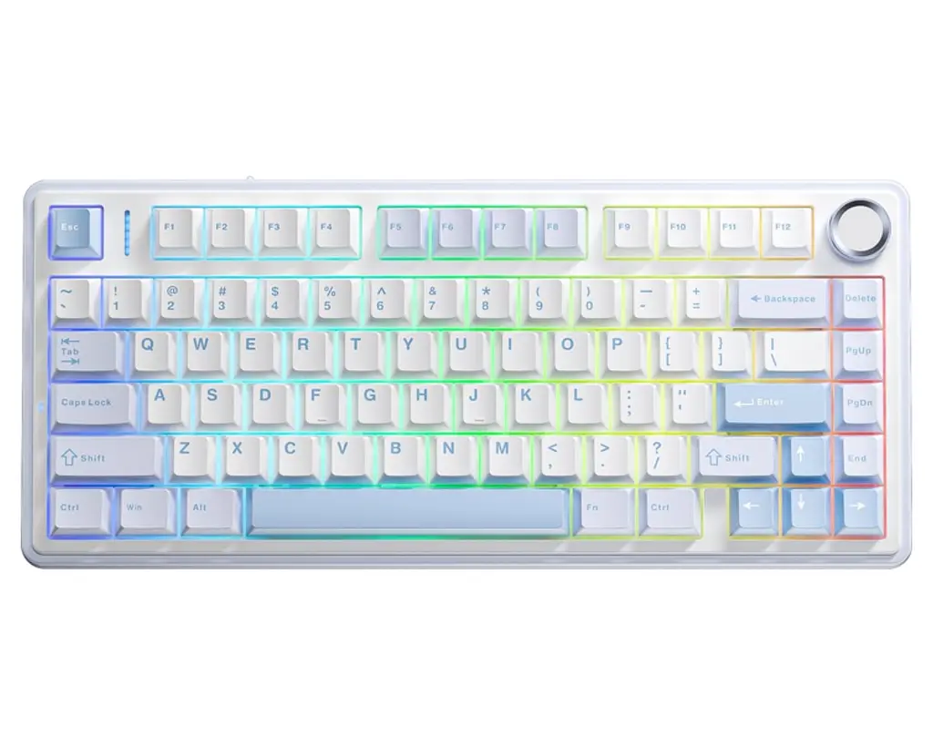 Клавіатура ігрова механічна Aula Mechanical F-75 wireless White-Blue ENG/UKR Gasket Greywood V3 switch Hot-Swap 2.4G/Bluetooth - фото 2