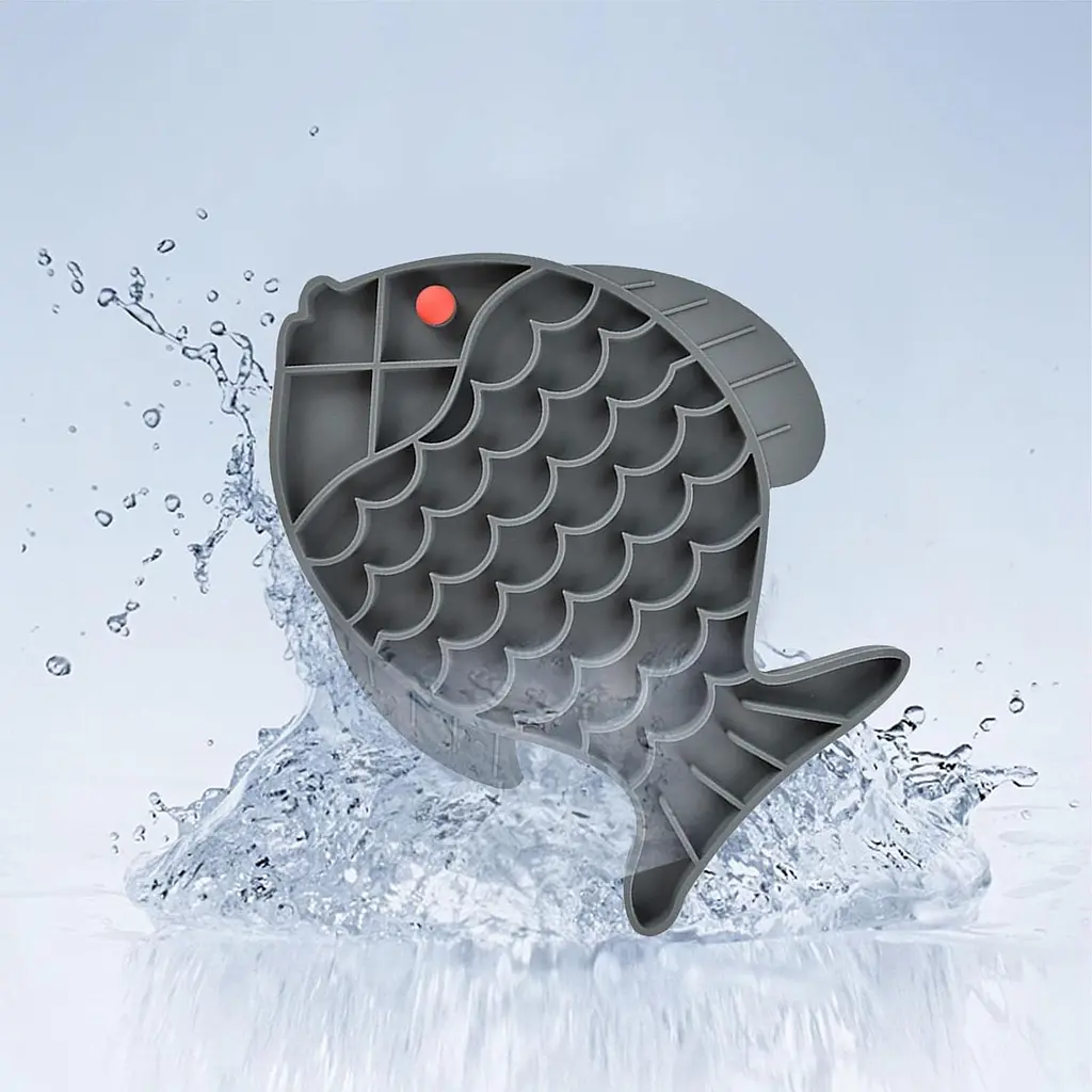 Силіконовий килимок для лизання для собак Derby Fish Shaped Dog Lick Mat, Блакитний - фото 7