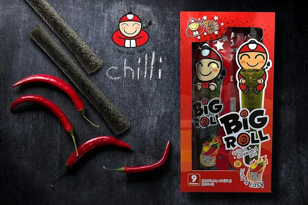 Чіпси Норі Tao Kae Noi Grilled Seaweed Big Roll Spicy Flavor 9шт × 3г - фото 7
