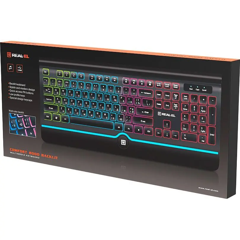 Клавиатура REAL-EL Comfort 8000 Backlit Black (EL123100033) [128769] - фото 8