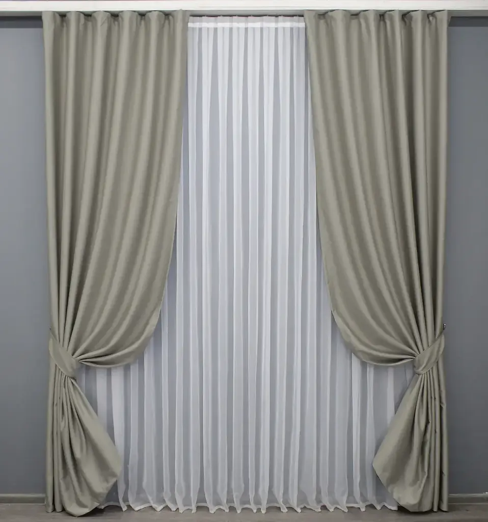 Комплект штор VR-Textil шеніл 2 шт 150x270 см тауп (1590ш) - фото 2
