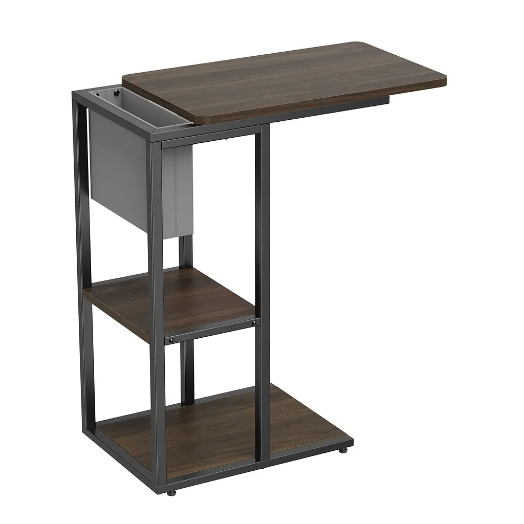 Приставний столик OfficePro Dark Wood Black із лотком для зберігання (SD175DW) - фото 4