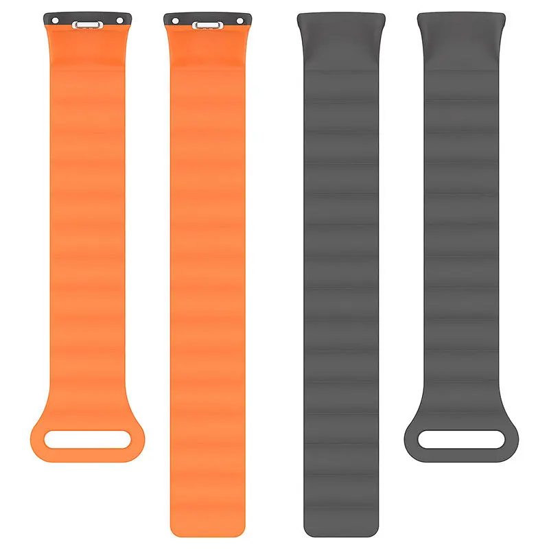 Ремінець Dual-color Magnetic для Xiaomi Mi Band 9/8/10 Gray / Orange - фото 4