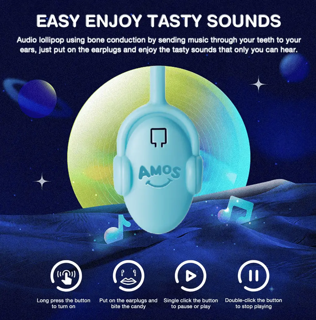 Льодяник Amos Tasty Sounds Audio Lollipop Blueberry Flavour 12г - фото 5