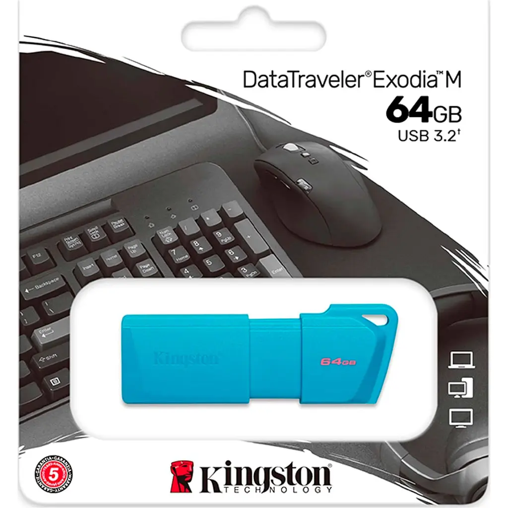 USB флеш накопичувач Kingston 64GB DataTraveler Exodia M USB 3.2 Gen1 Aqua Blue (KC-U2L64-7LB) - фото 4