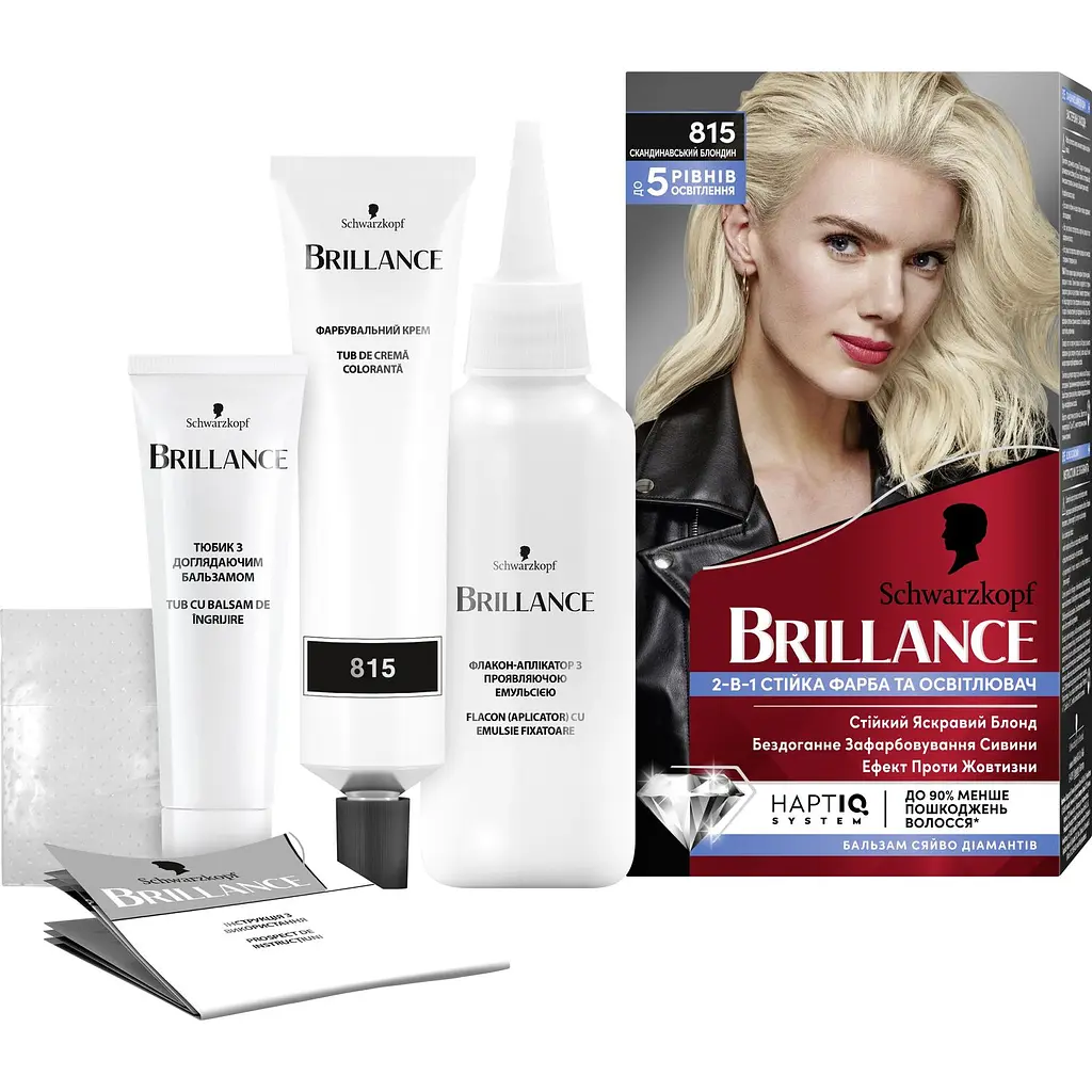 Стійка крем-фарба для волосся Schwarzkopf Brillance відтінок 815 скандинавський блондин 170 мл - фото 4
