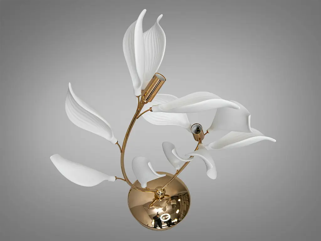 Вишукана настільна лампа з керамічними елементами, 2 лампи, золото - фото 2