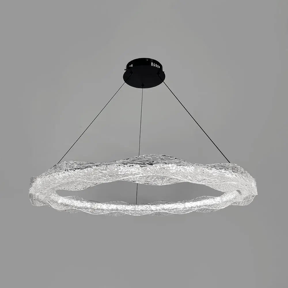 Люстра с подвесным корпусом из волнистого рельефного акрила Ø 80 см Line F | Ст. MJ373-800 BK - фото 5