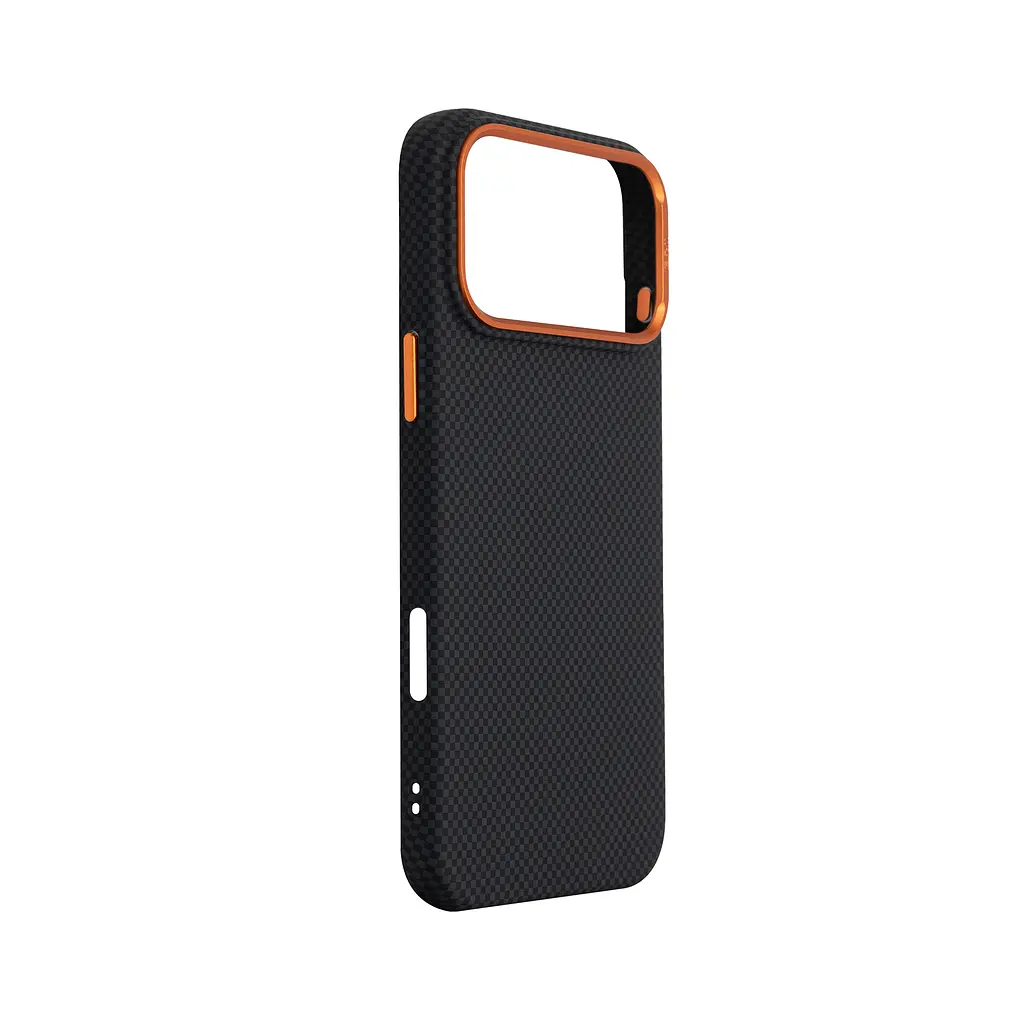 Карбоновый чехол для Apple iPhone 17 Pro Max, LikeCarbon2 SE MagCase, черный, тонкий защитный чехол-панель из поликарбоната с магнитами N52, MagSafe, противоударный, совместим с беспроводной зарядкой, приподнятые края для защиты камеры - фото 3