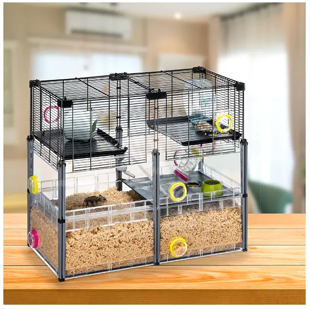 Модульна клітка для хом'яків та мишей Ferplast Multipla Hamster Crystal з аксесуарами чорна 72.5x37.5x62 см 57007617 - фото 3