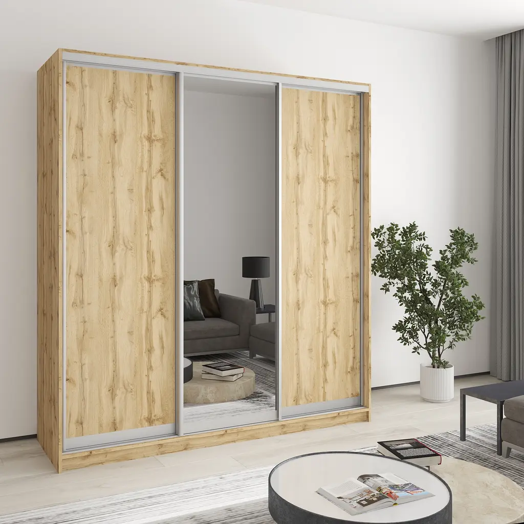 Шкаф-купе трехдверный MebelStar Стандарт AL 2ДСП/Зеркало 190x60x210 см Дуб тахо (MBS-4230) - фото 1