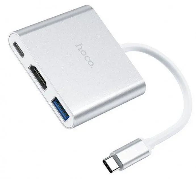 USB Хаб Hoco HB14 Type-C USB 3.0 Silver - фото 4