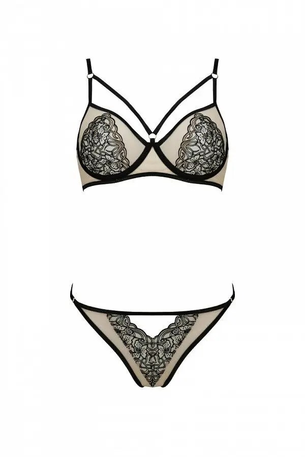 Комплект Passion LORINA SET, XXL/XXXL, beige, бюстгальтер та трусики - фото 3