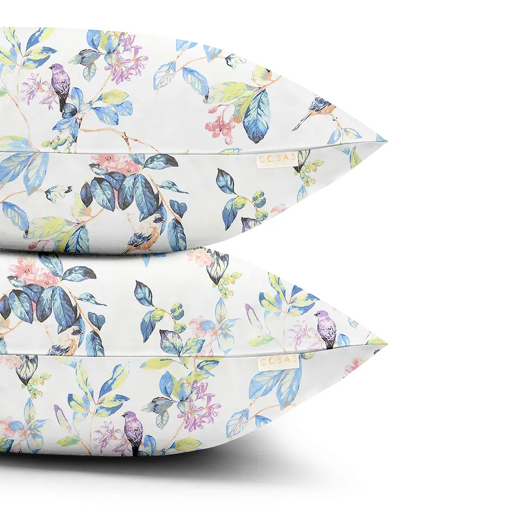 Комплект постільної білизни Cosas євро з простирадлом на резинці FLORET 200 x 220 см (BirdsFlowersFoliage_El-117Cloud_200) - фото 5