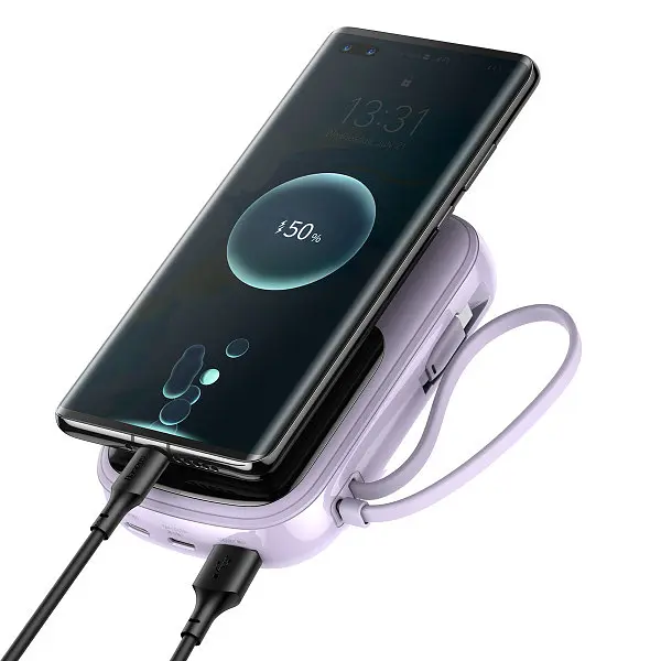 Портативна батарея Powerbank Baseus Qpow Digital Display 20000 mAh 22.5W With Type-C Cable PPQD-I05 Purple - фото 5