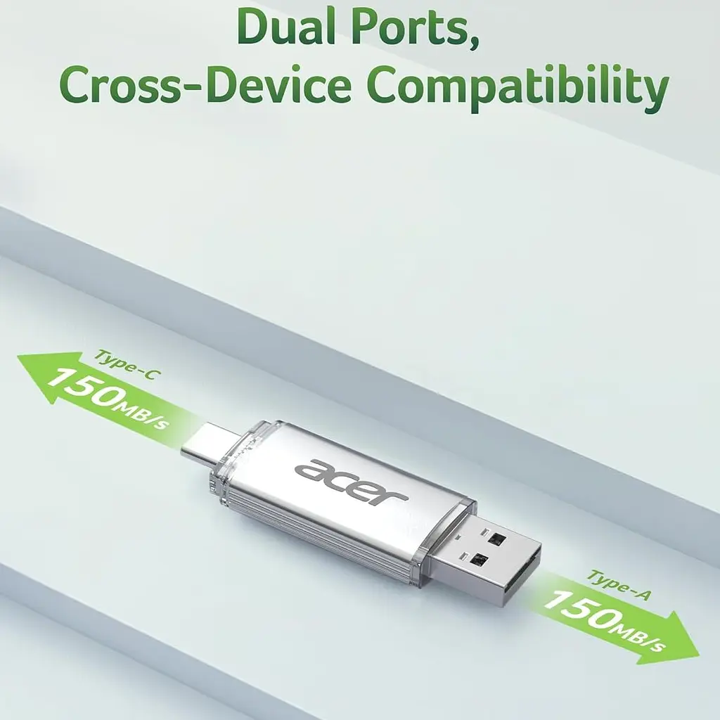 USB Flash Acer UT300 256GB Dual Drive USB-C & USB-A, Retail (UT300-256GB) - фото 2