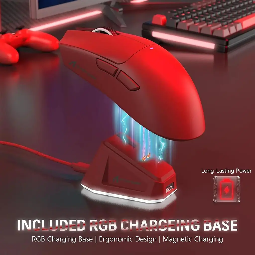 Компьютерная мышь Attack Shark X11 беспроводная, игровая, PAW3311, 22000 DPI 2,4G+Bluetooth Red - фото 6