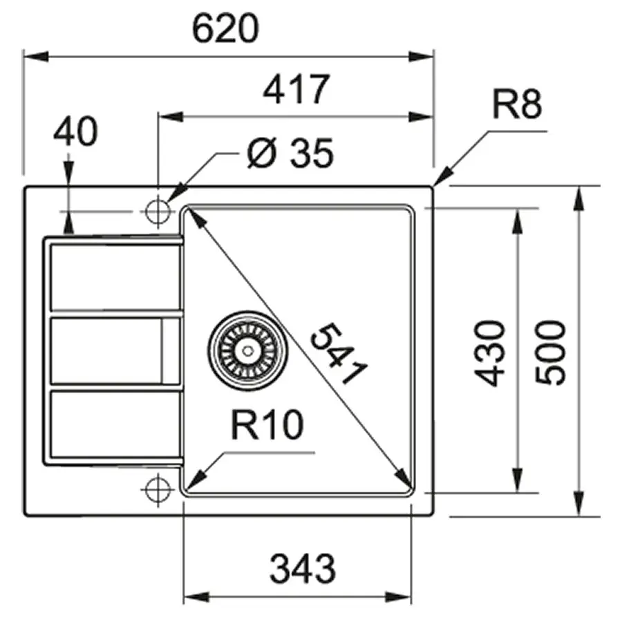 Кухонна мийка Franke Sirius 2.0 S2D 611-62 (143.0627.382) з тектонайта - врізна - Біла - фото 2