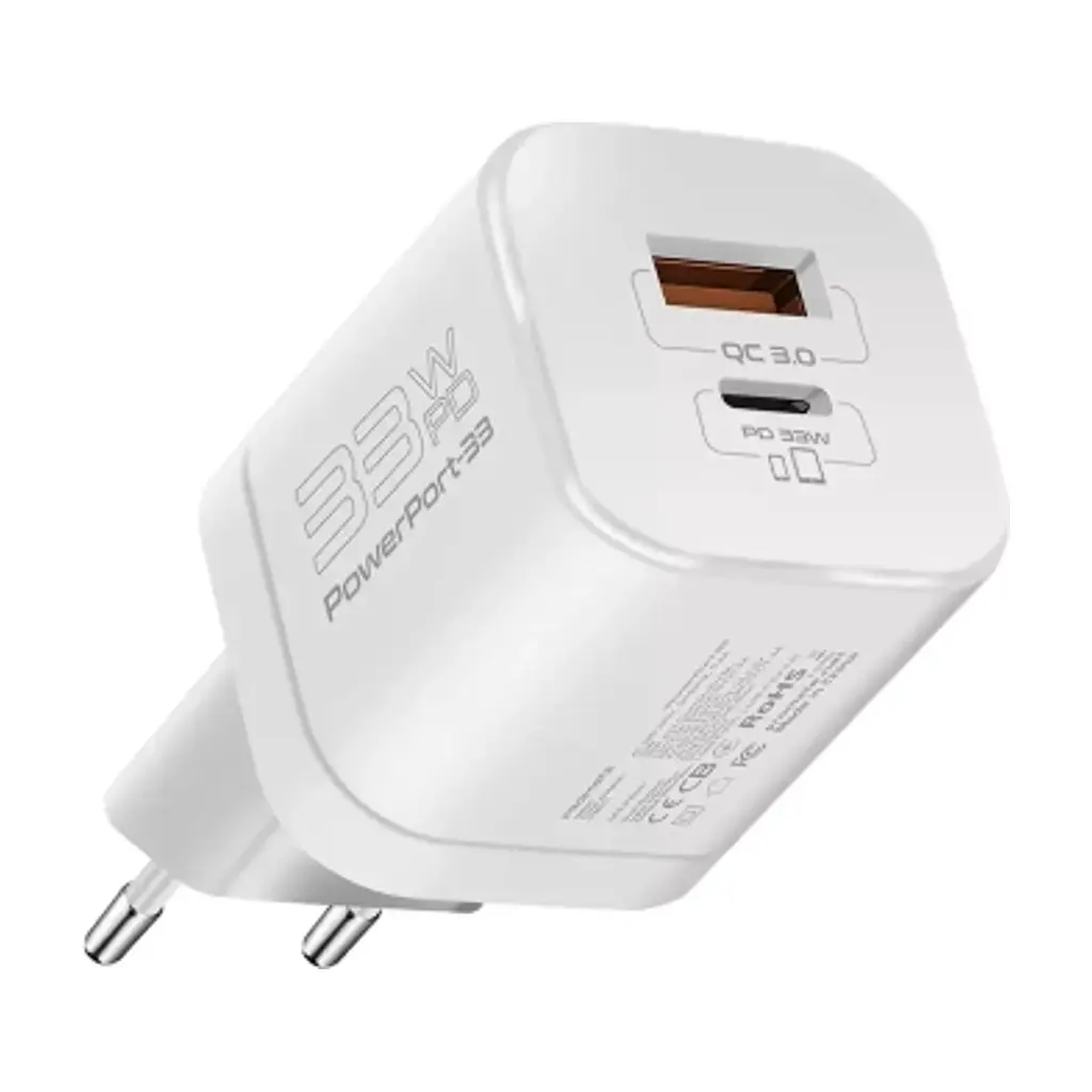 Зарядний пристрій Promate 33W USB-C + USB-A (powerport-33.white) - фото 9