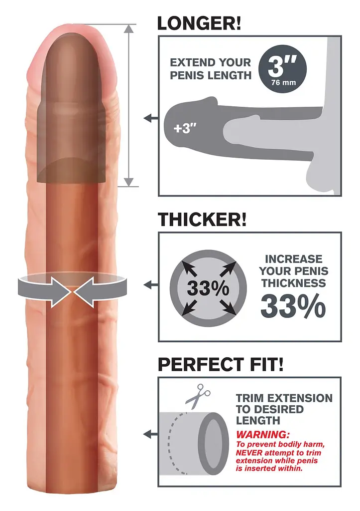 Насадка для пеніса Pipedream Perfect Extension Flesh 22.8 см тілесний - фото 8