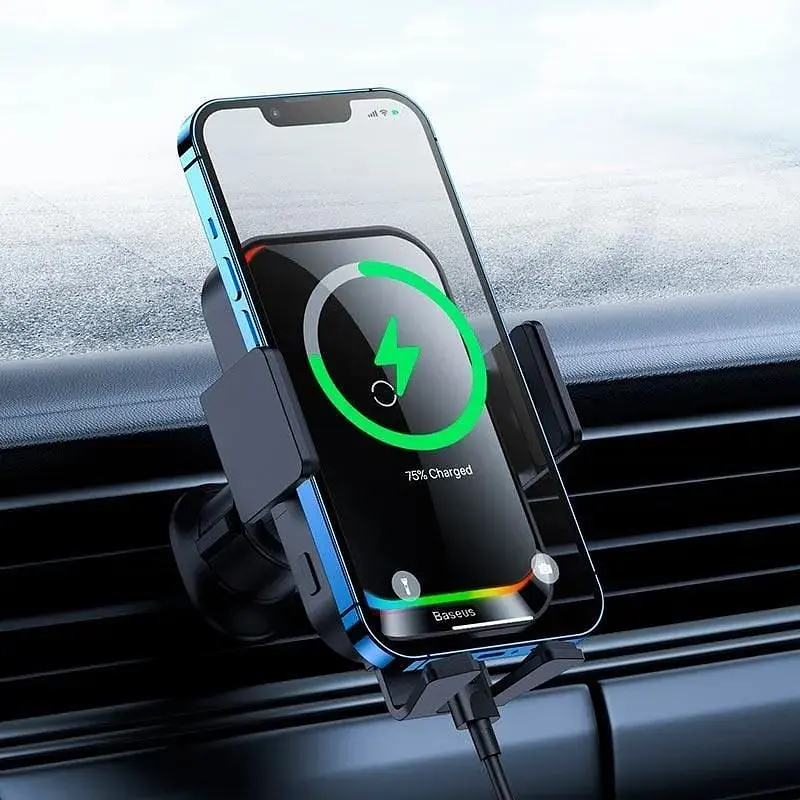 Держатель Baseus Halo Electric Wireless Charging Car Mount с беспроводной зарядкой 15 W (SUDD000001) - фото 6