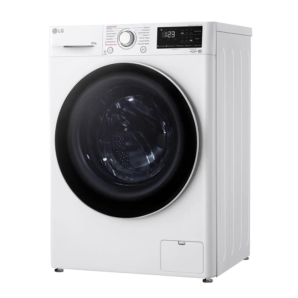 Пральна машина LG фронтальна, 8,5 кг, 1200, A+++, 48см, дисплей, пара, інвертор, білий (F2V3GS0WW) - фото 5