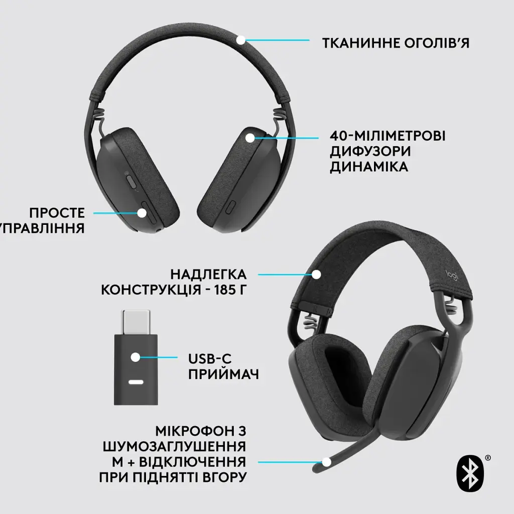 Навушники Logitech Zone Vibe Wireless MS Graphite (981-001157) - фото 6