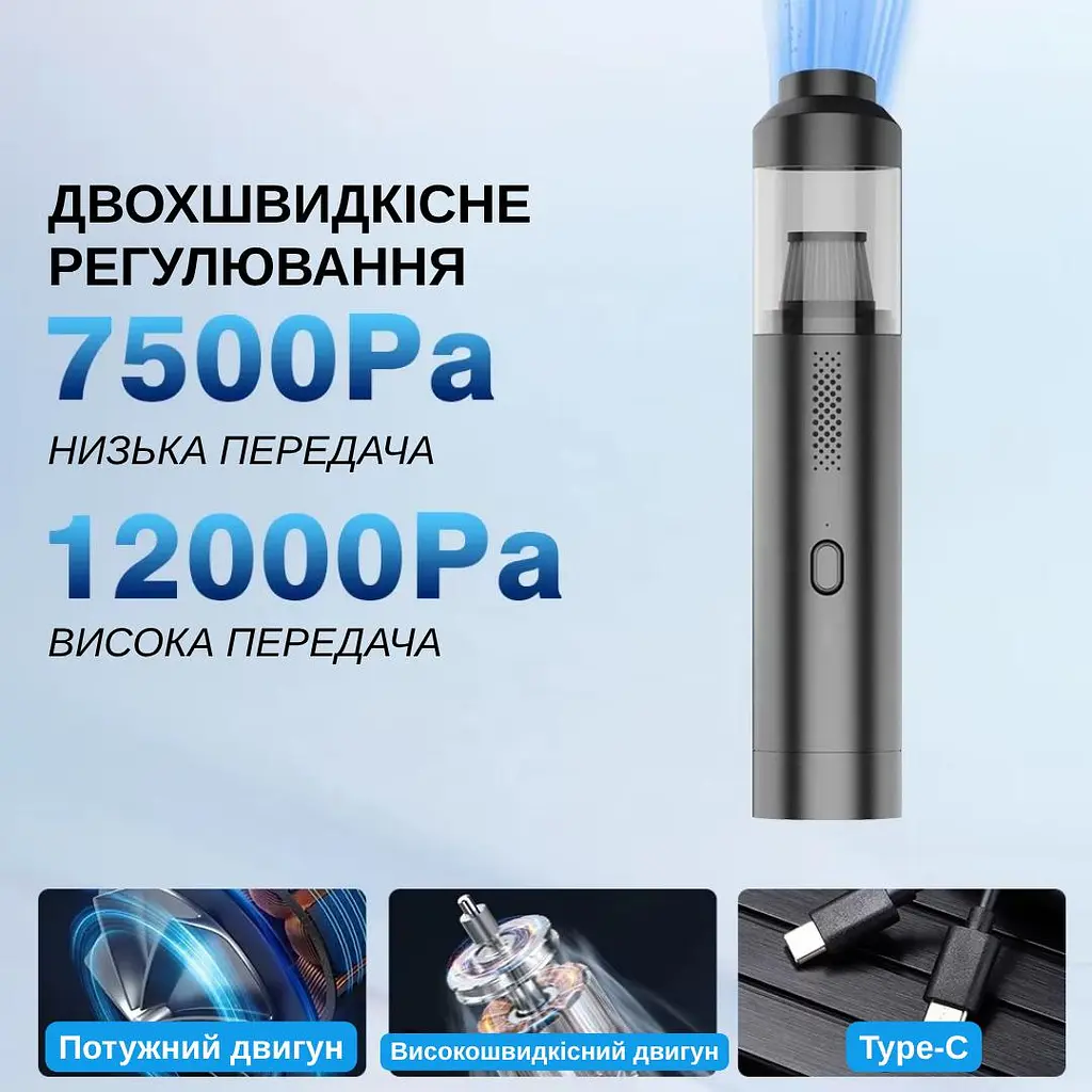 Автомобильный пылесос Yaoen 121 Brushless 90W 4000mAh (YVCNU3090B 5408) Черный - фото 3