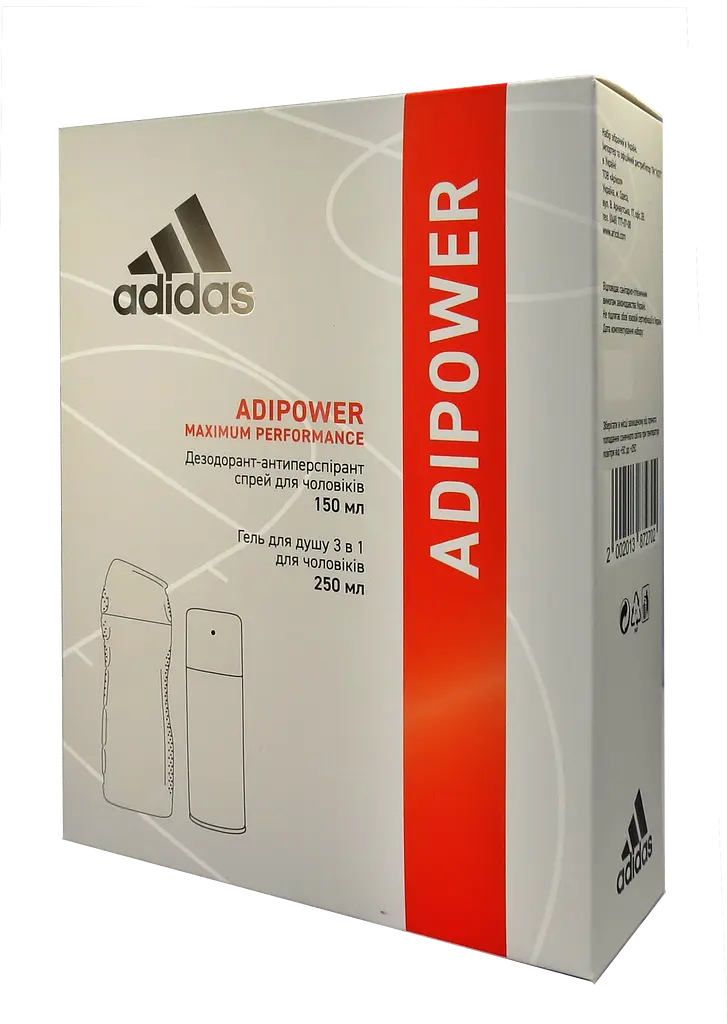 Набір для чоловіків Adidas 2020 Дезодорант-антиперспірант Adipower, 150 мл + Гель для душу 3in1 Body hair and face 250 мл - фото 2