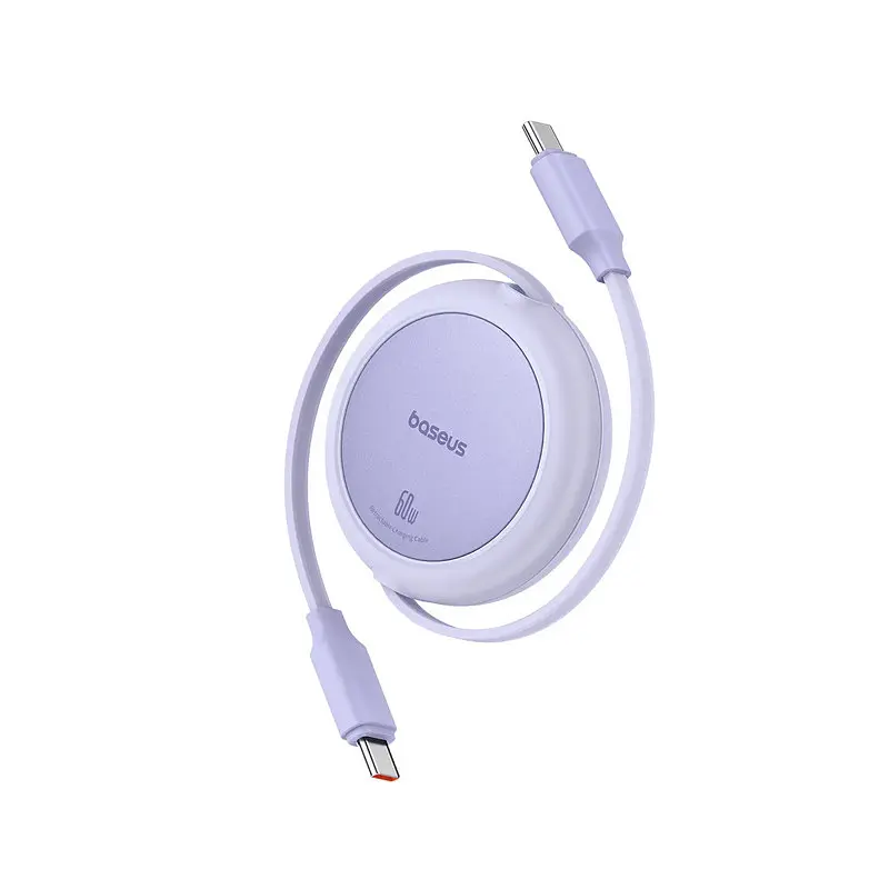 Кабель Baseus Free2Pull Mini Charging Cable USB-C to USB-C 60W 1 м Nebula Purple - фото 3