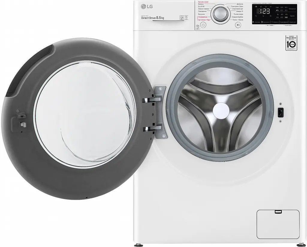 Пральна машина LG з фронтальним завантаженням F2V3GS4W, 8,5кг, 1200, A+++-30%, Пар, глибина 47см, Дисплей, Інвертор, Білий (F2V3GS4W) - фото 6