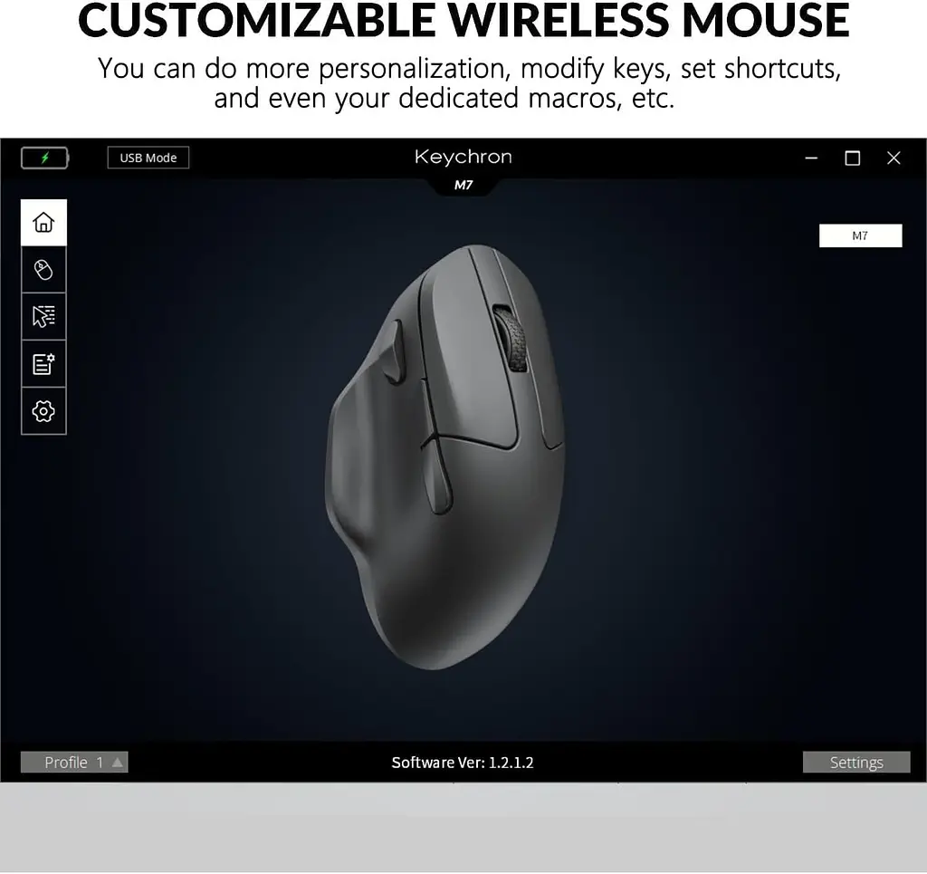 Мышь Keychron M7 BT/WL/USB-A/USB-C Black (M7-A1) - фото 2