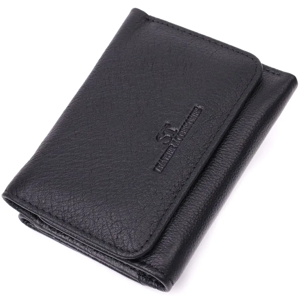 Шкіряний лаконічний гаманець для жінок ST Leather 22506 чорний - фото 5