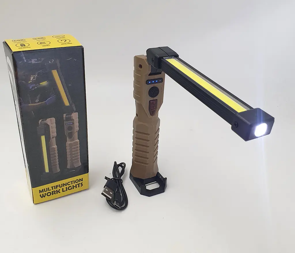 Ручний акумуляторний LED ліхтар світлодіодна 2хCOB+XPE кемпінгова лампа з магнітом і гачком ліхтарик UKC Work Light W08 - фото 3