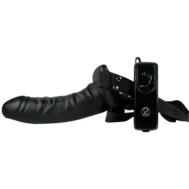 Гарний чорний страпон з вібрацією, 16х4.5 см Orion Easy Rider Strap On Black - фото 2