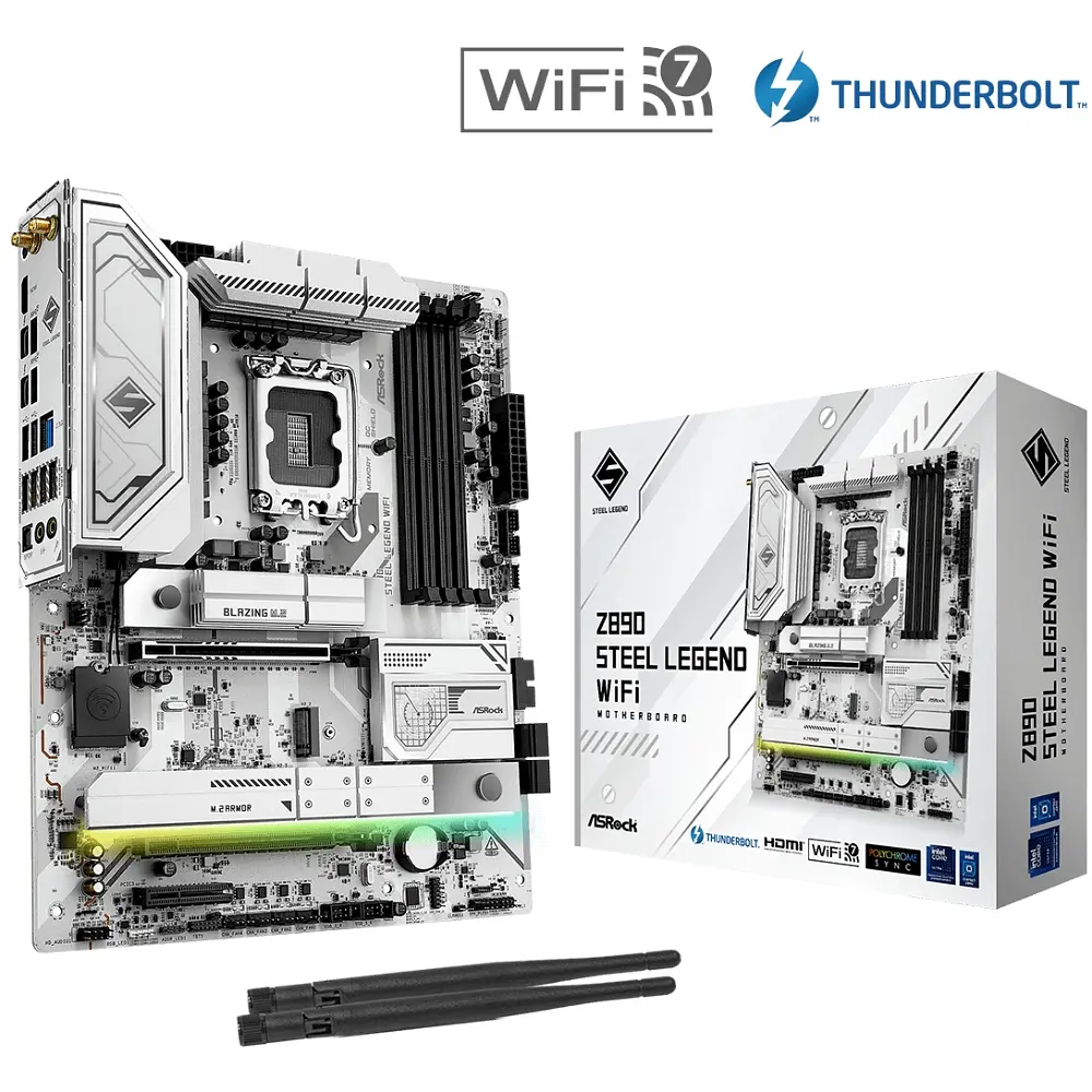 AsRock Z890 STEEL LEGEND WIFI (1851/Z890, 4*DDR5, 2*PCIex16, HDMI/TB4, 4xSATA, 4xM.2, 2.5Glan, 7.1ch - фото 6