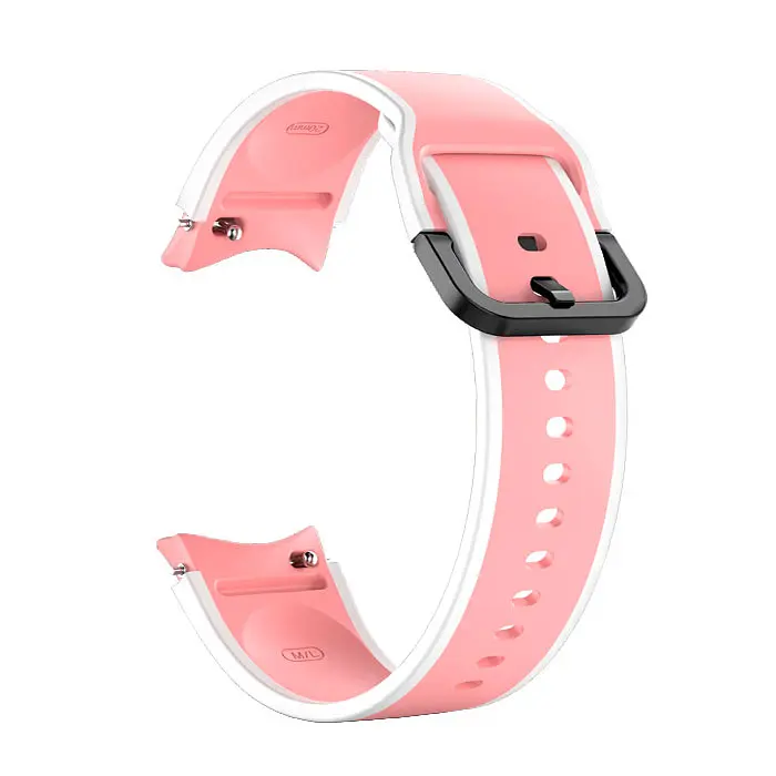 Браслет Double Line для Samsung Galaxy Watch 6 Classic 43mm 6 Classic 47mm - розово-белый ширина крепления 20мм силикон Watchbands (W12-8WB87329314) - фото 2