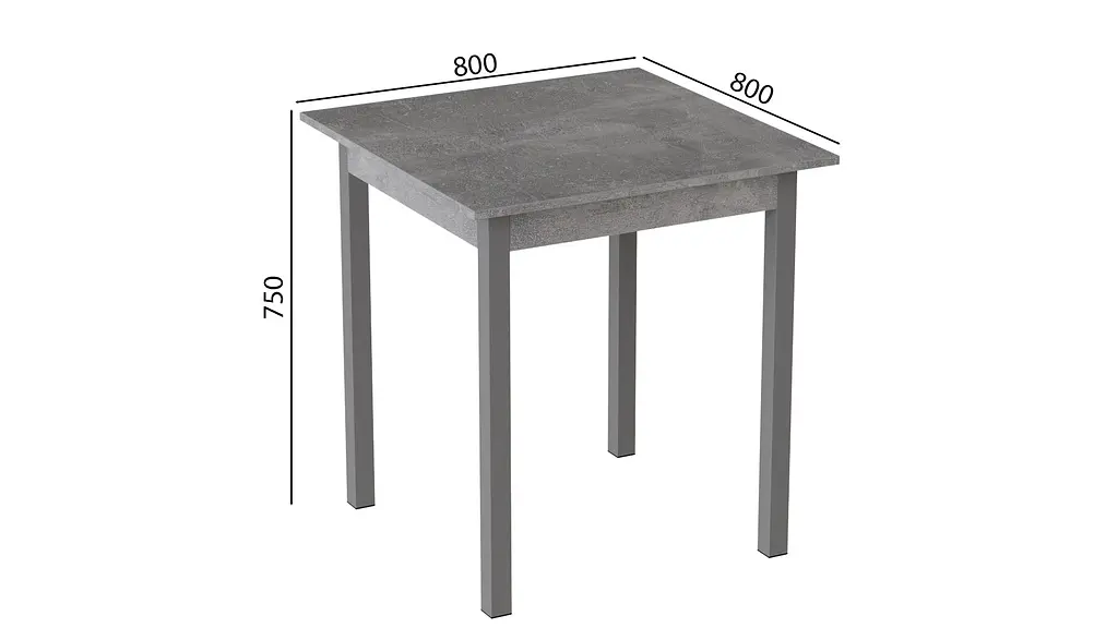 Стол кухонный Ferrum-decor Диего 75x80x80 Серый ДСП Бетон 16мм (FRD-105577) - фото 3