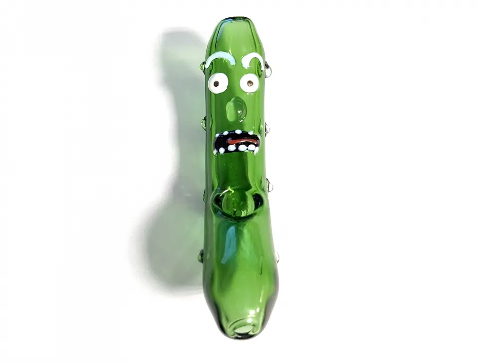 Скляна люлька N76 Green curved Cucumber 124 мм (GP0133) - фото 2