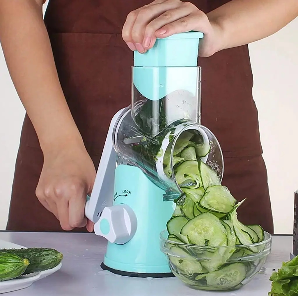 Універсальна ручна овочерізка подрібнювач терка мультислайсер, Kitchen Master Блакитний 85796 - фото 6