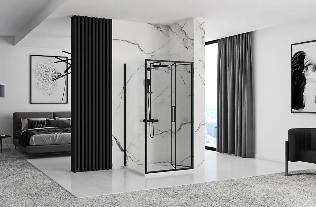 Душова кабіна Rea Rapid Fold 100x100 black REA-K6423 + REA-K6420, Чорний матовий, Універсальна, прозрачний, Чорний матовий - фото 4