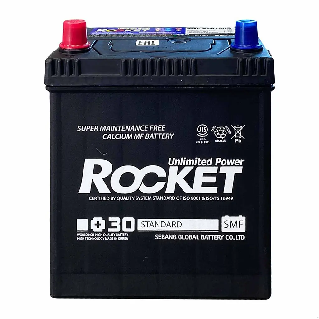 Автомобільний акумулятор ROCKET Japan 6СТ-40Ah Аз ASIA 340A (CCA) ТК з перехідником під клему STD SMF 42B19R