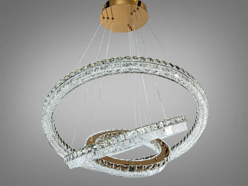 Підвісна LED-люстра Diasha MD6027/800+600+400S-gol для вітальні, зали та сходів, 270 W, 82 см, 17-35m2 - фото 4