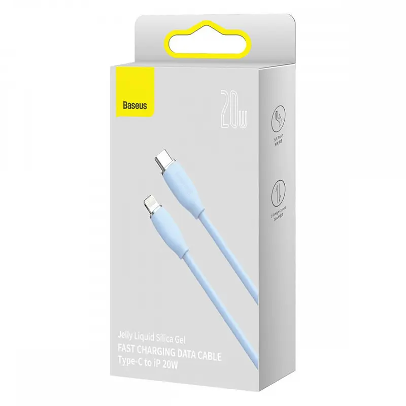 Кабель Baseus Jelly Liquid Silica Gel Fast Charging Data Cable Type-C to iP 20W 2 м голубой - фото 2